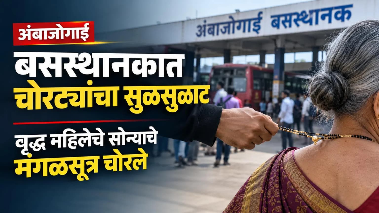 अंबाजोगाई बसस्थानकात चोरट्यांचा सुळसुळाट; वृद्ध महिलेचे सोन्याचे मंगळसूत्र चोरले