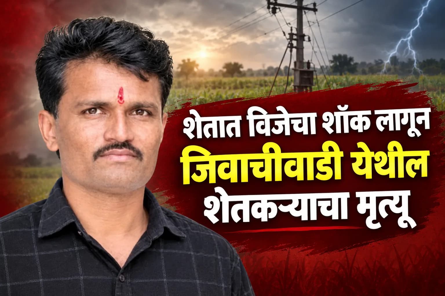 शेतात विजेचा जोरदार शॉक लागून केज तालुक्यातील जिवाचीवाडी येथील तरुण शेतकऱ्याचा जागीच मृत्यू