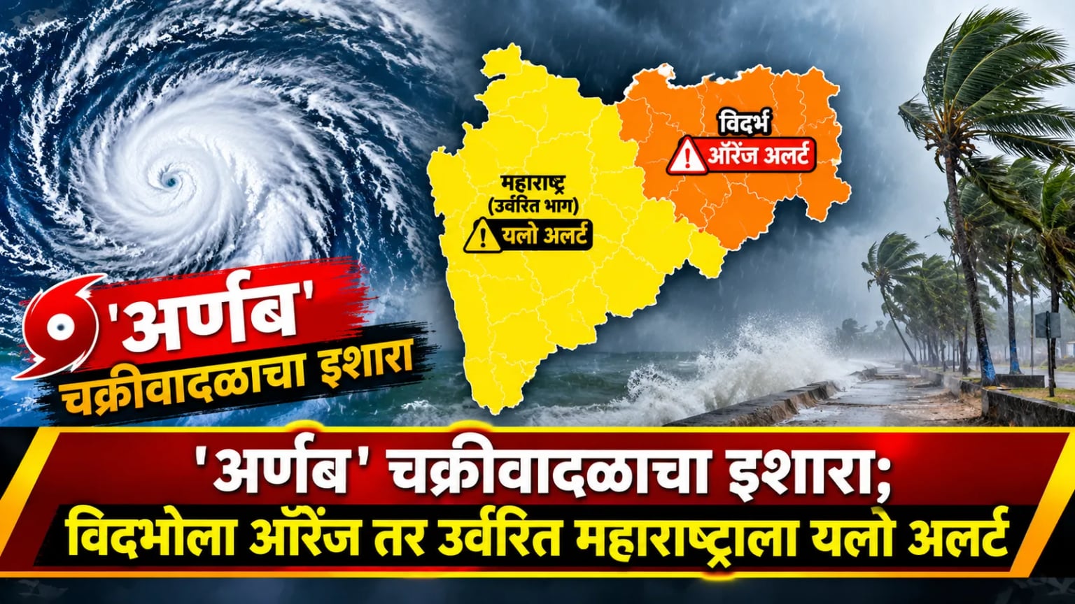 'अर्णब' चक्रीवादळाचा इशारा; विदर्भाला ऑरेंज तर उर्वरित महाराष्ट्राला यलो अलर्ट