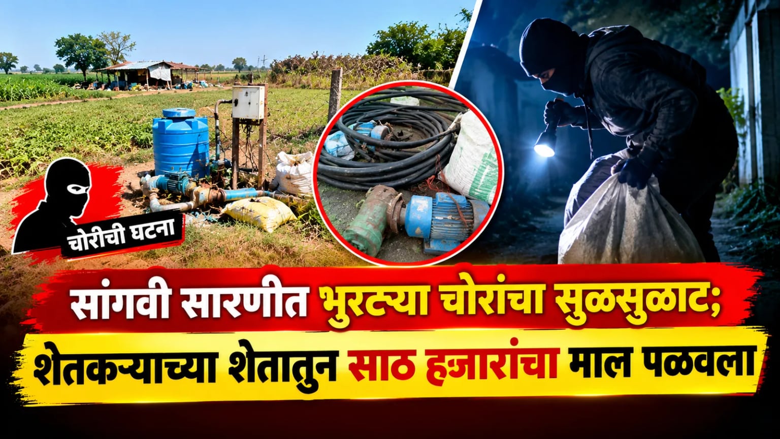 सांगवी सारणीत भुरट्या चोरांचा सुळसुळाट; शेतकऱ्याच्या शेतातून साठ हजारांचा माल पळवला