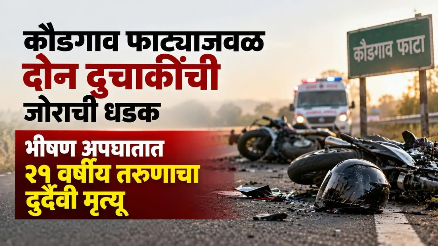 कौडगाव फाट्याजवळ दोन दुचाकींची जोराची धडक