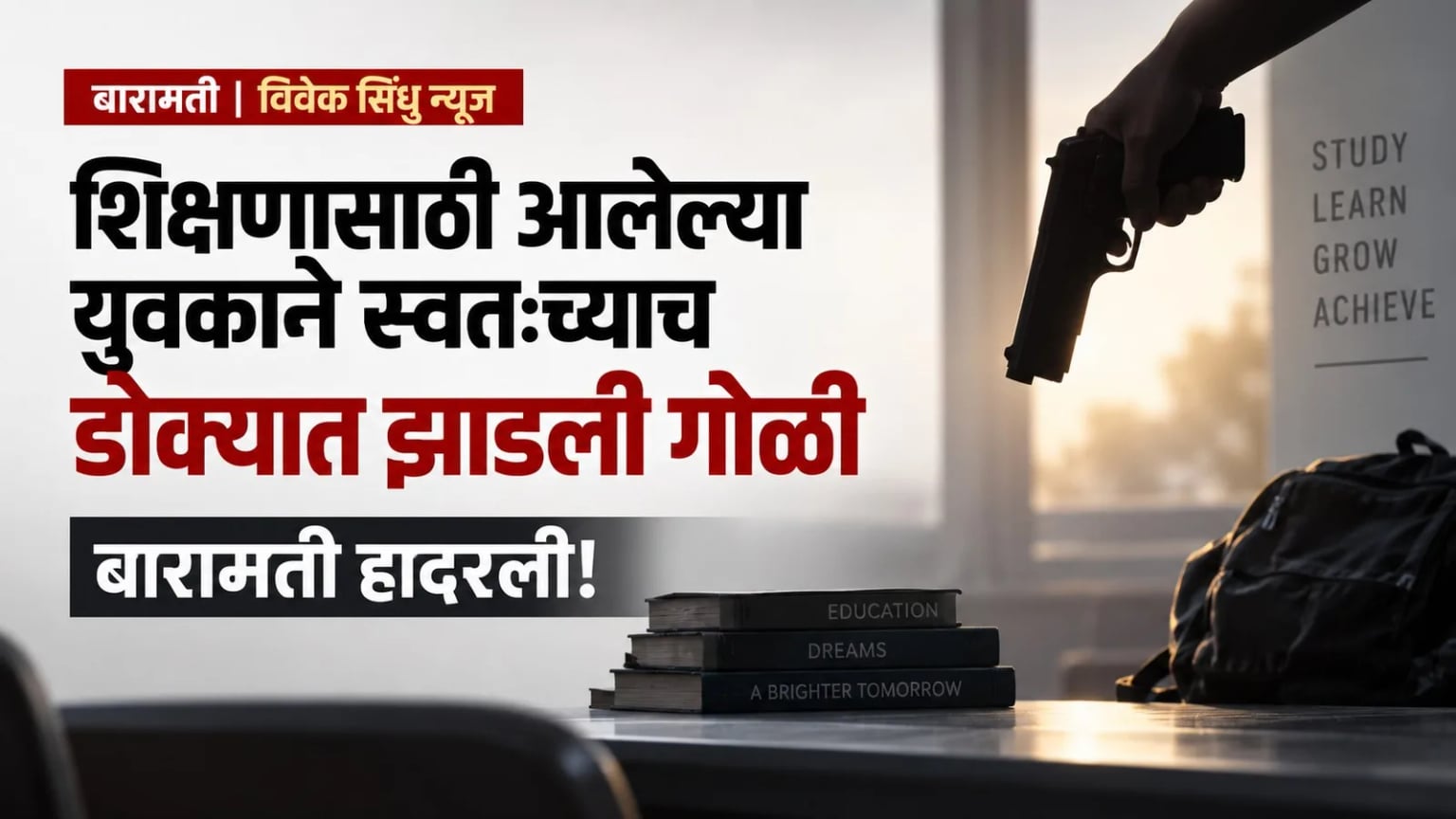 शिक्षणासाठी आलेल्या युवकाने स्वतःच्याच डोक्यात झाडली गोळी; बारामती हादरली!