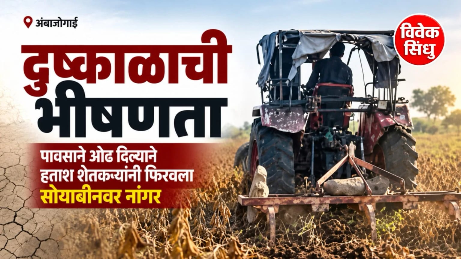 दुष्काळाची भीषणता: पावसाने ओढ दिल्याने हताश शेतकऱ्यांनी फिरवला सोयाबीनवर नांगर