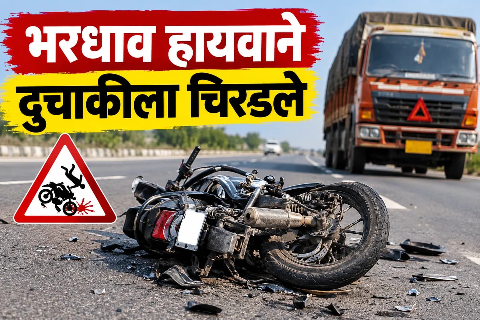 भरधाव हायवाने दुचाकीला चिरडले