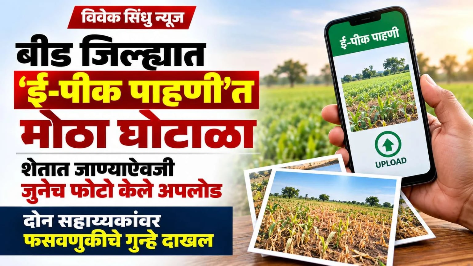 बीड जिल्ह्यात 'ई-पीक पाहणी'त मोठा घोटाळा; शेतात जाण्याऐवजी जुनेच फोटो केले अपलोड, दोन साहाय्यकांवर फसवणुकीचे गुन्हे दाखल
