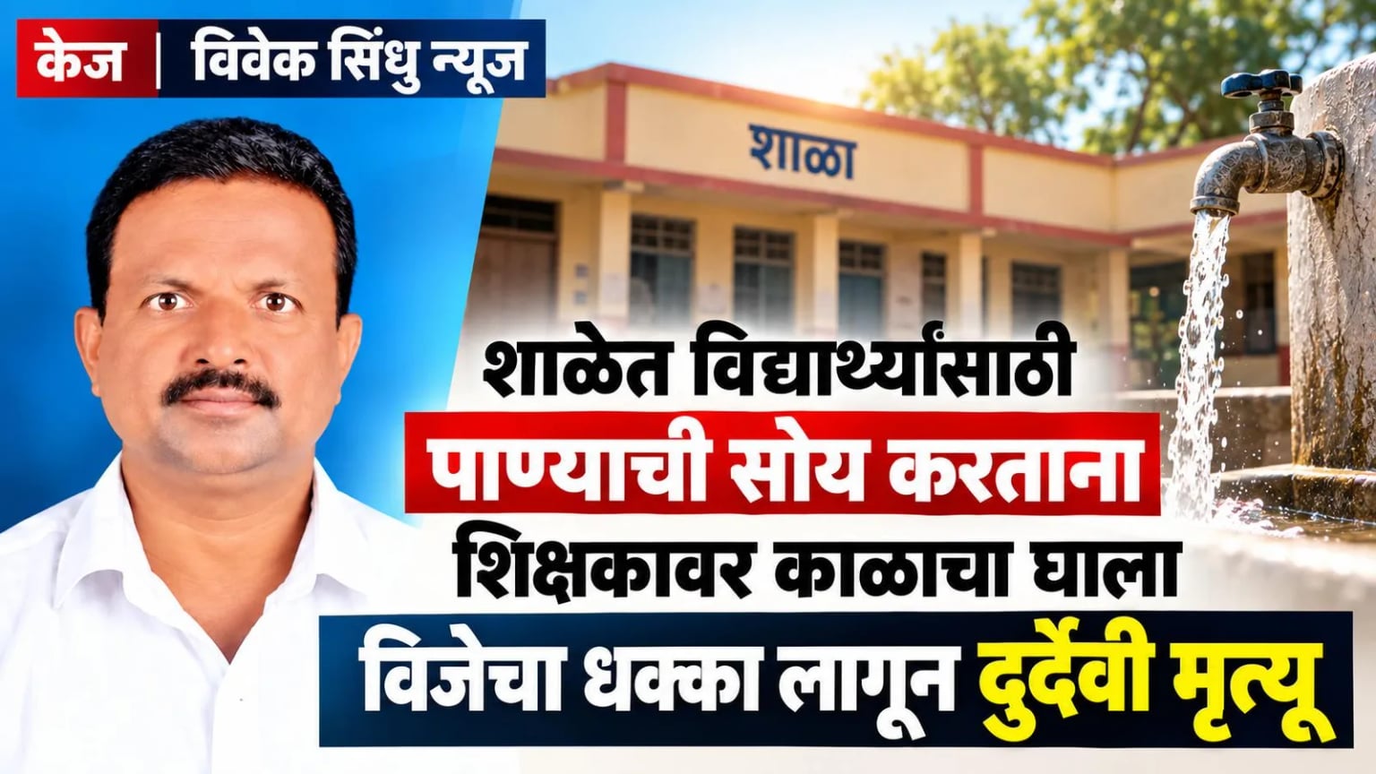 शाळेत विद्यार्थ्यांसाठी पाण्याची सोय करताना शिक्षकावर काळाचा घाला; विजेचा धक्का लागून दुर्दैवी मृत्यू
