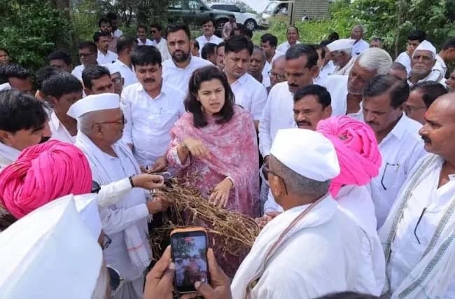 आ.नमिता मुंदडा शेतकऱ्यांच्या बांधावर