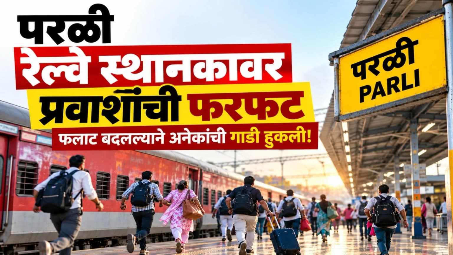 परळी रेल्वे स्थानकावर प्रवाशांची फरफट; फलाट बदलल्याने अनेकांची गाडी हुकली!