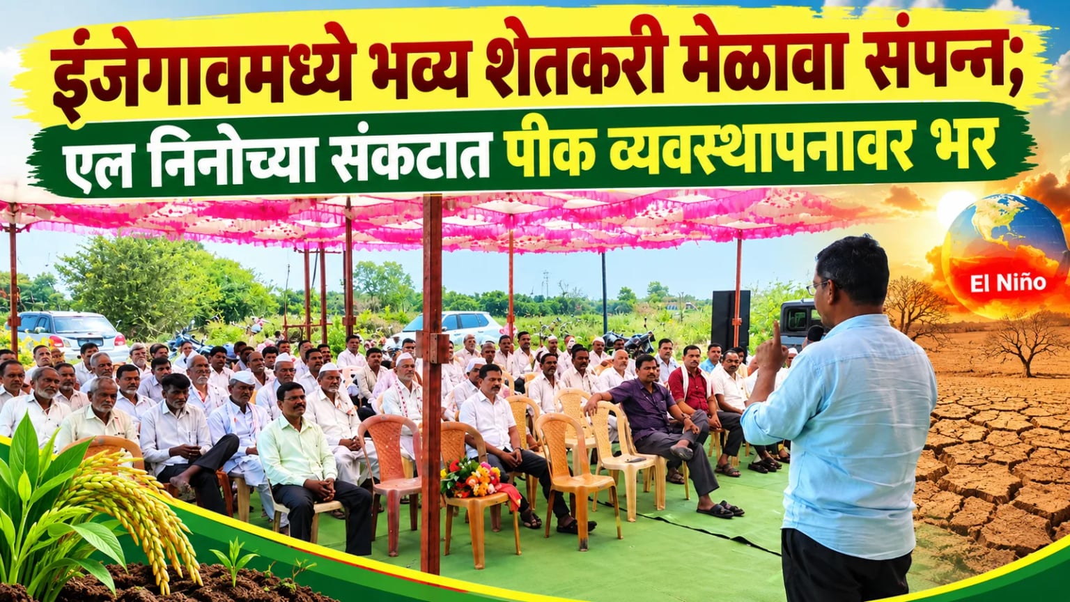 इंजेगावमध्ये भव्य शेतकरी मेळावा संपन्न; एल निनोच्या संकटात पीक व्यवस्थापनावर भर