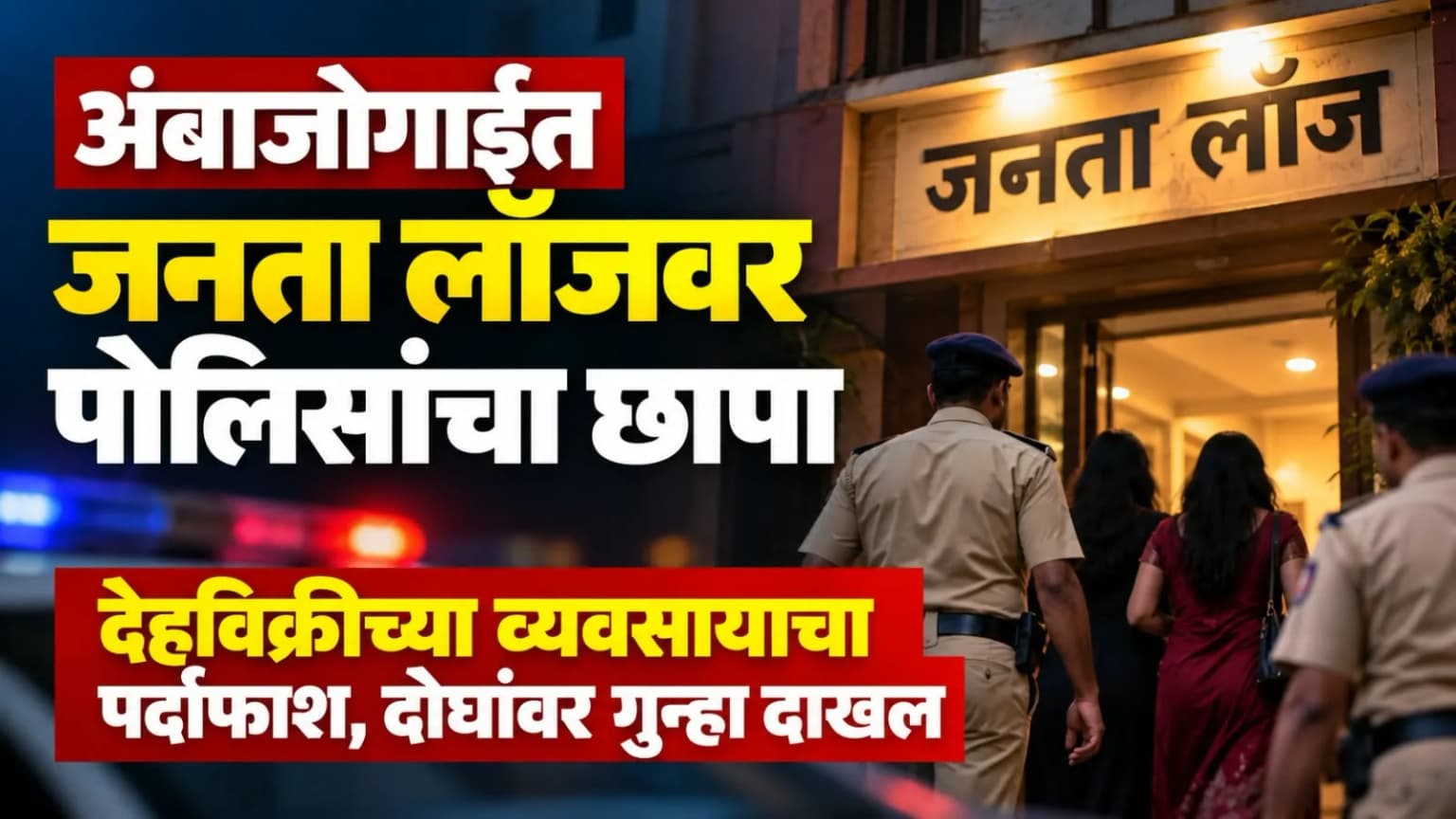 अंबाजोगाईत जनता लॉजवर पोलिसांचा छापा; देहविक्रीच्या व्यवसायाचा पर्दाफाश, दोघांवर गुन्हा दाखल