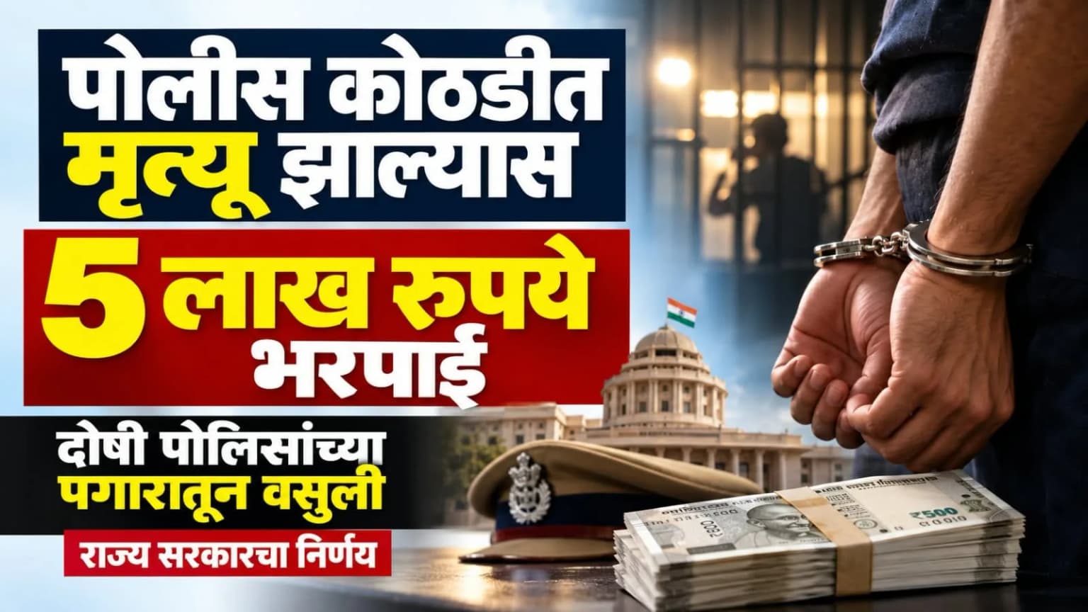 पोलिस कोठडीत मृत्यू झाल्यास ५ लाख रुपये भरपाई; दोषी पोलिसांच्या पगारातून वसुली