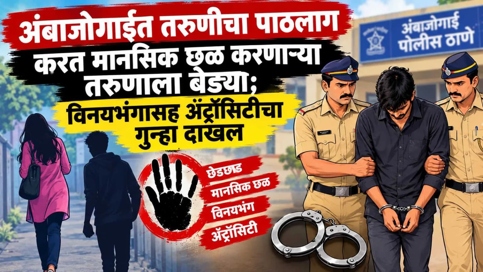 अंबाजोगाईत तरुणीचा पाठलाग करत मानसिक छळ करणाऱ्या तरुणाला बेड्या