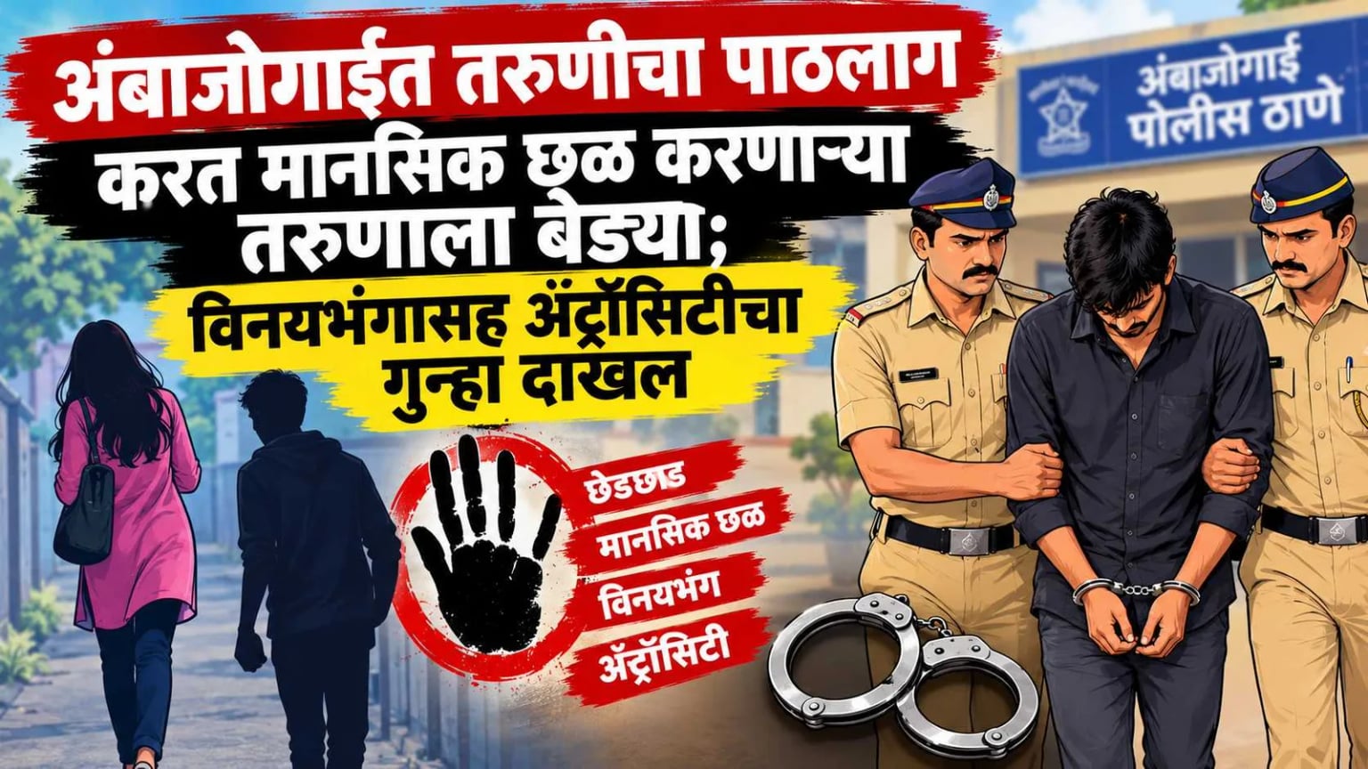 अंबाजोगाईत तरुणीचा पाठलाग करत मानसिक छळ करणाऱ्या तरुणाला बेड्या