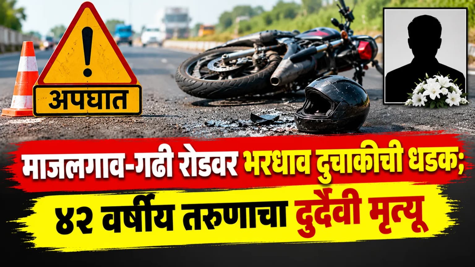 माजलगाव-गढी रोडवर भरधाव दुचाकीची धडक; ४२ वर्षीय तरुणाचा दुर्दैवी मृत्यू