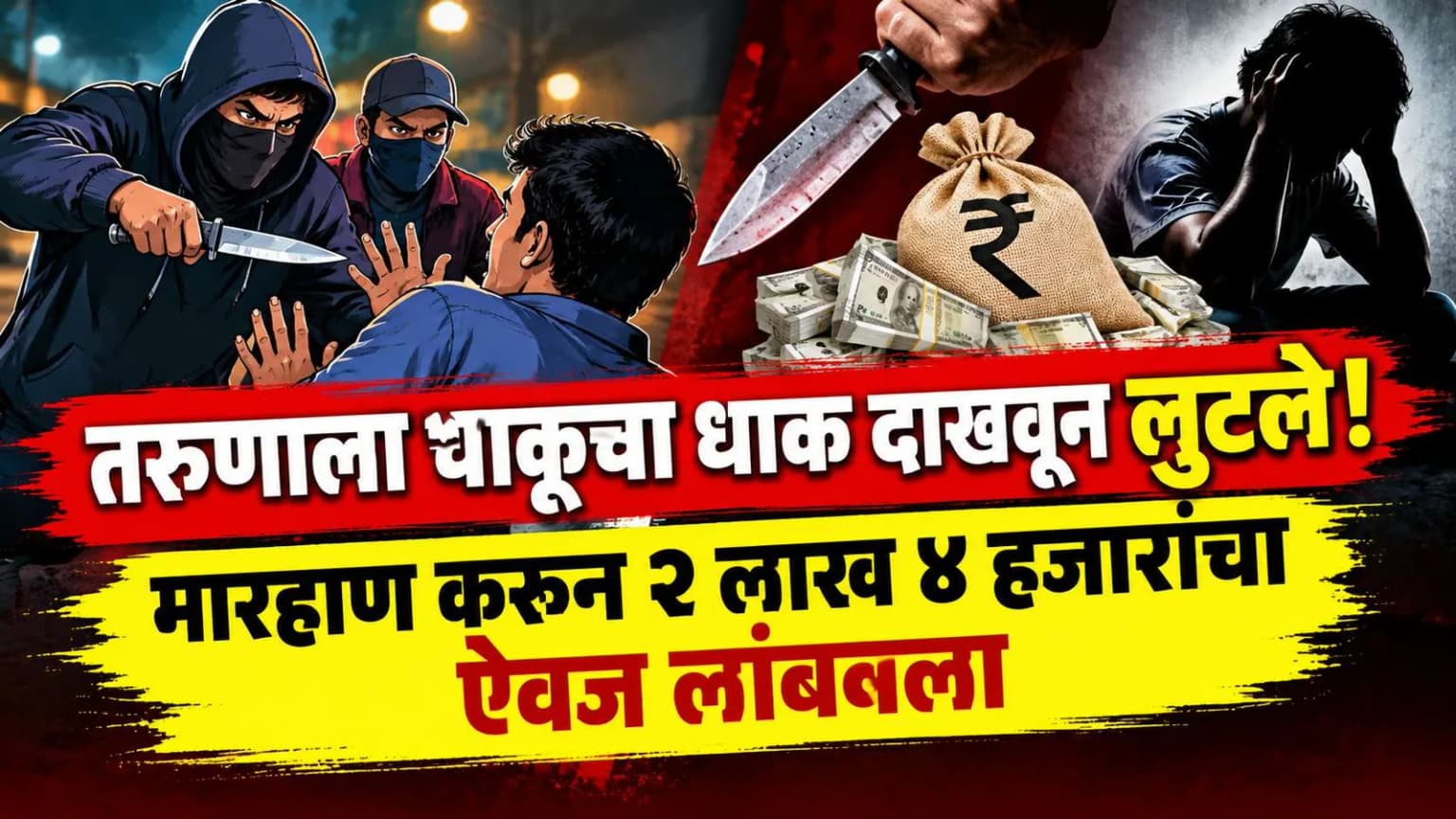 तरुणाला चाकूचा धाक दाखवून लुटले! मारहाण करून २ लाख ४ हजारांचा ऐवज लांबवला