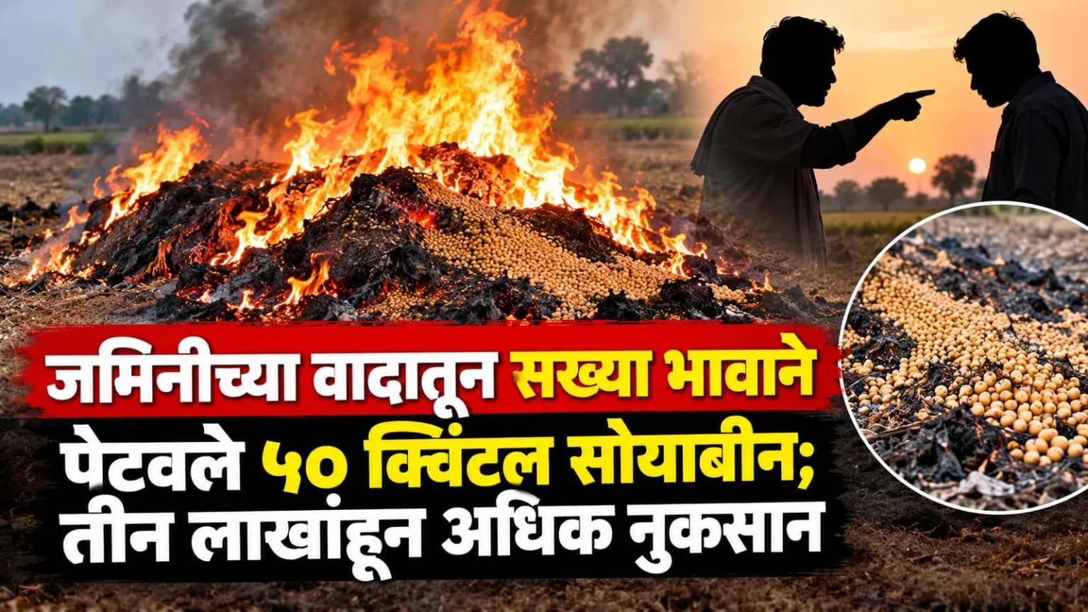 जमिनीच्या वादातून सख्या भावाने पेटवले ५० क्विंटल सोयाबीन; तीन लाखांहून अधिक नुकसान