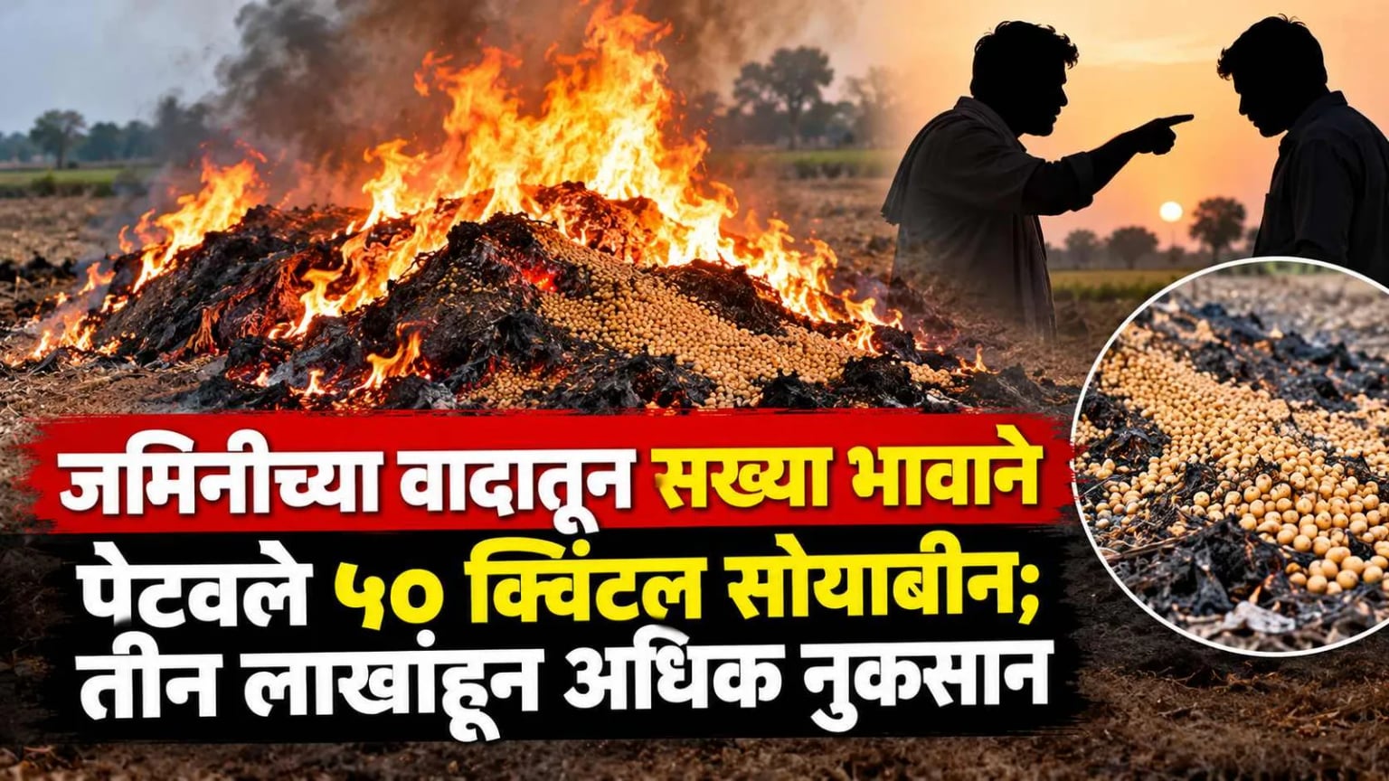 जमिनीच्या वादातून सख्या भावाने पेटवले ५० क्विंटल सोयाबीन; तीन लाखांहून अधिक नुकसान