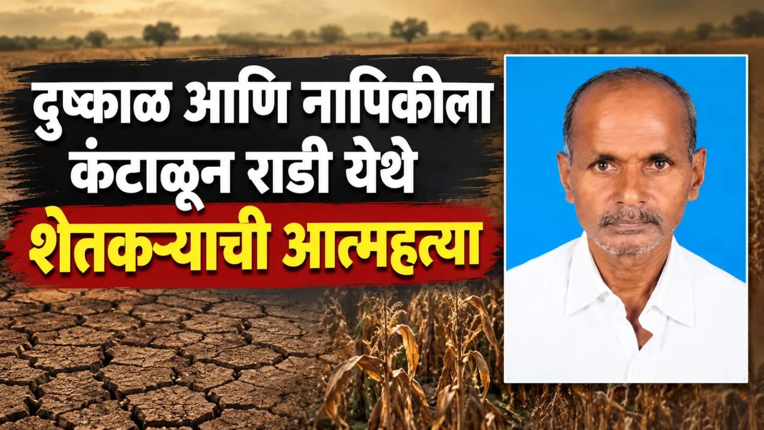 दुष्काळ आणि नापिकीच्या विळख्यात आणखी एक बळी; अंबाजोगाई तालुक्यातील राडी येथील शेतकऱ्याची गळफास घेऊन आत्महत्या