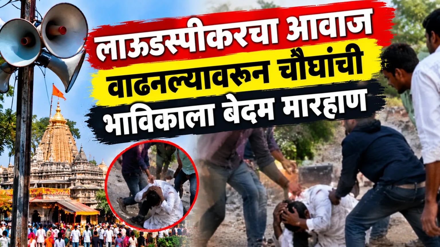 लाऊडस्पीकरचा आवाज वाढवल्यावरून चौघांची भाविकाला बेदम मारहाण