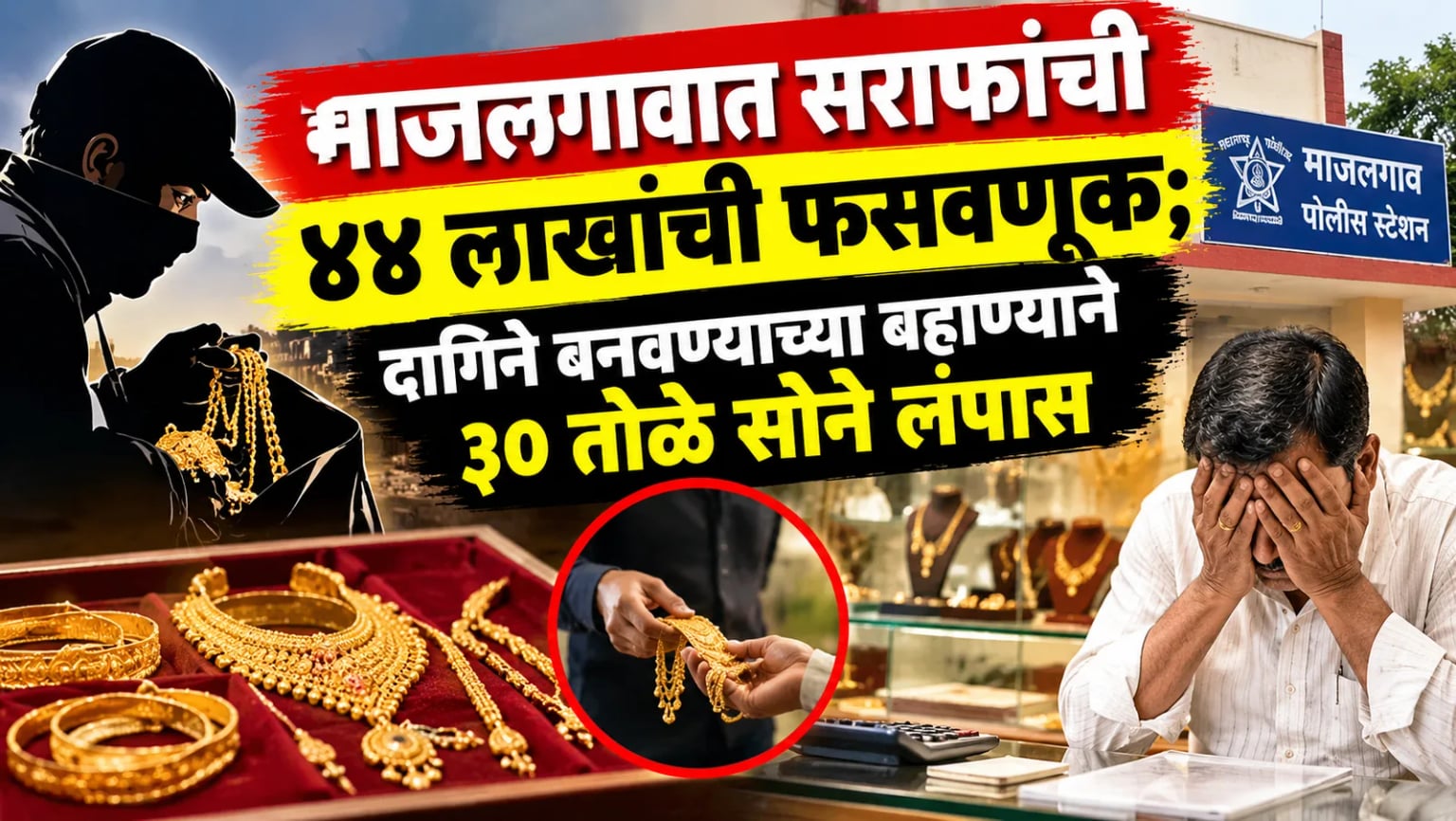 माजलगावात सराफांची ४४ लाखांची फसवणूक; दागिने बनवण्याच्या बहाण्याने ३० तोळे सोने लंपास