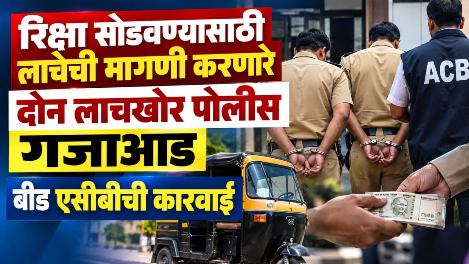 रिक्षा सोडवण्यासाठी लाचेची मागणी करणारे दोन लाचखोर पोलीस गजाआड