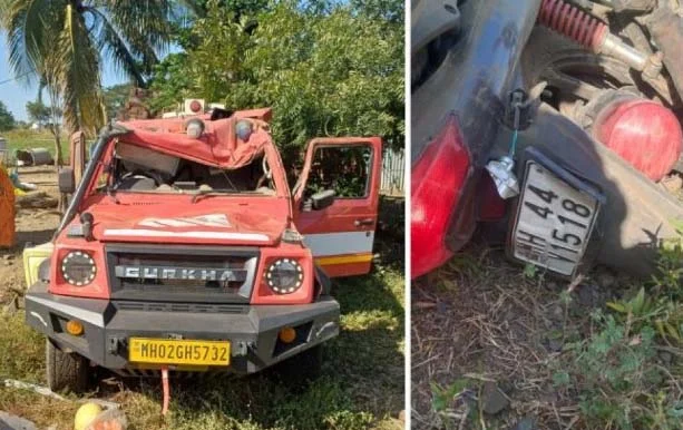 चौघे गंभीर जखमी तेलगाव–धारूर रस्त्यावरील दुर्घटना