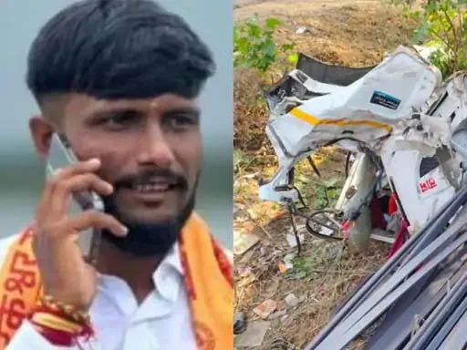 आष्टीजवळ कंटेनर उलटून चालकाचा जागीच मृत्यू, ट्रॅव्हल्सने 'कट' मारल्याने भीषण दुर्घटना