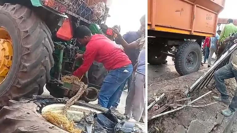 माजलगाव येथील मच्छी मार्केटमध्ये भरधाव ट्रॅक्टर घुसला