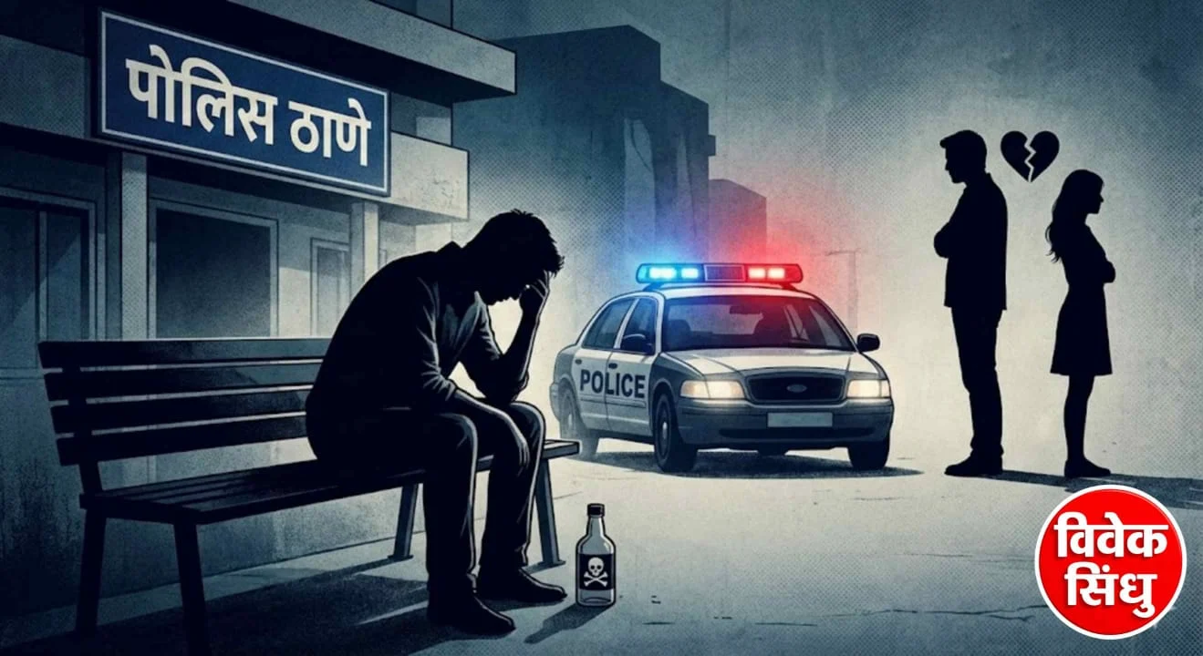 पत्नीने नांदायला येण्यास नकार दिल्याने पतीचा पोलीस चौकीच्या आवारातच आत्महत्येचा प्रयत्न
