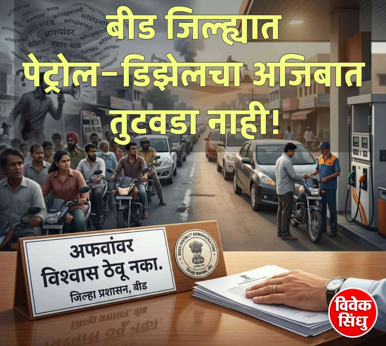 बीड जिल्ह्यात इंधन टंचाईच्या अफवांवर विश्वास ठेवू नका; जिल्हा प्रशासनाचे नागरिकांना आवाहन