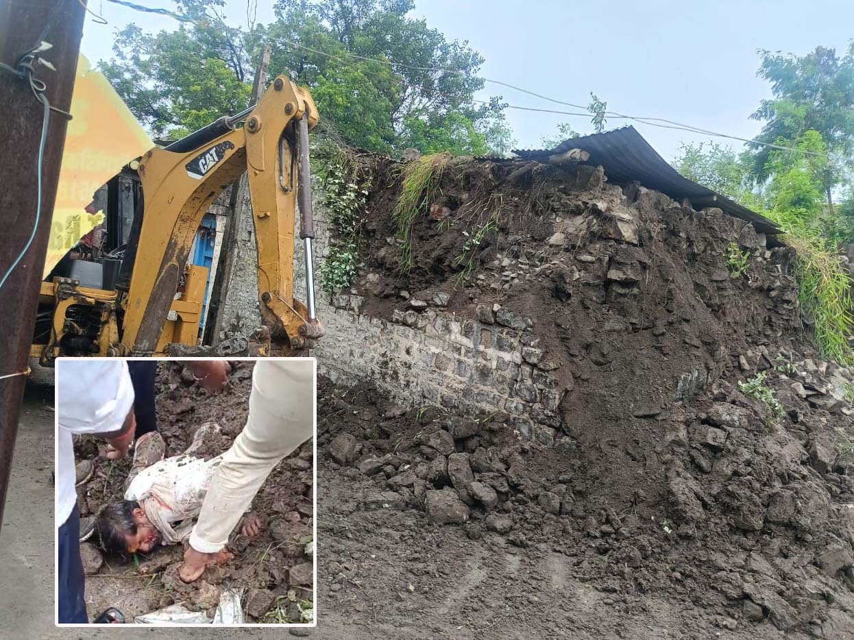 मुडेगाव येथे भिंत कोसळून दोन जण जखमी