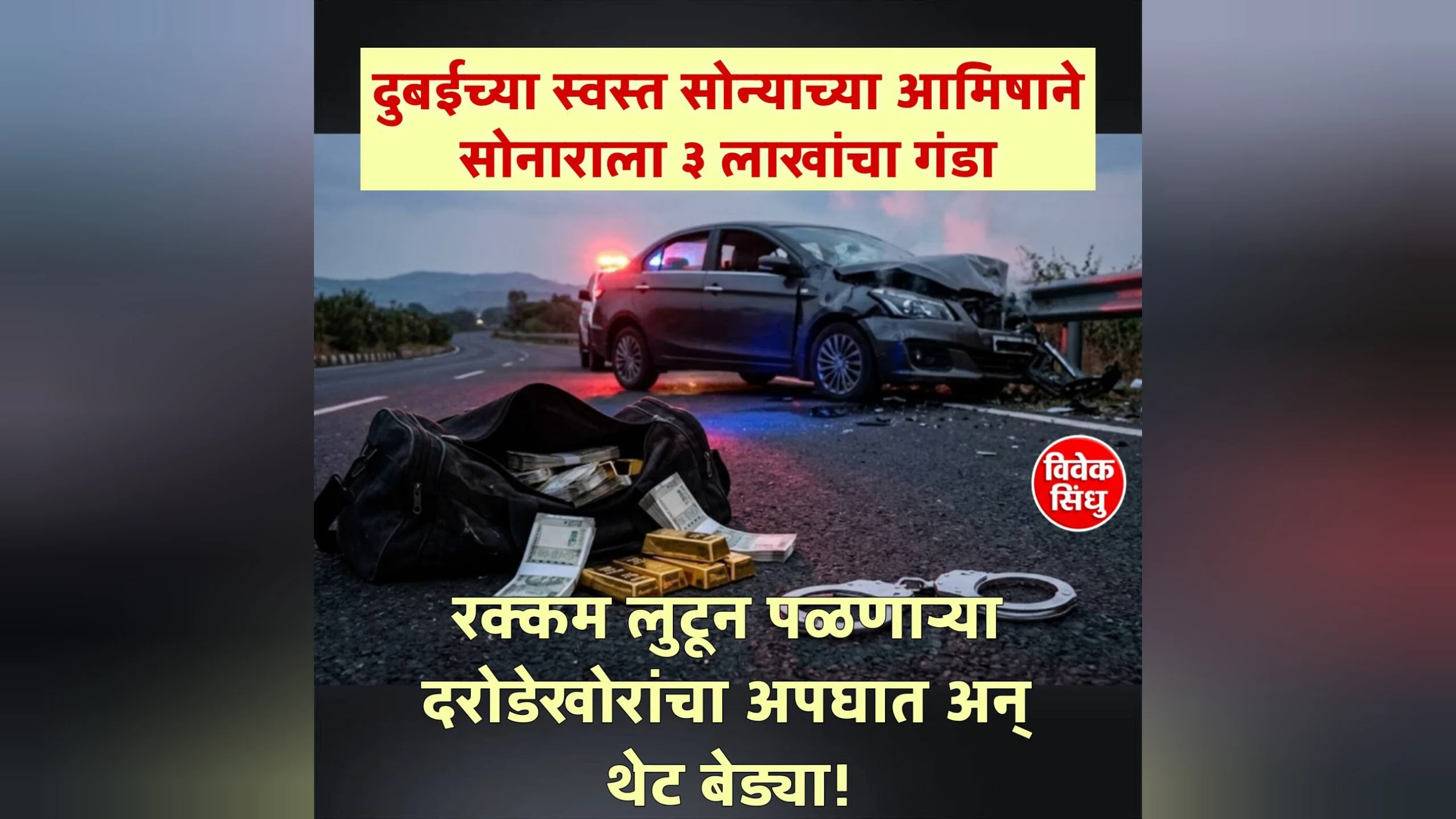 दुबईच्या स्वस्त सोन्याच्या आमिषाने सोनाराला ३ लाखांचा गंडा, पळणाऱ्या दरोडेखोरांचा अपघात अन् थेट बेड्या!