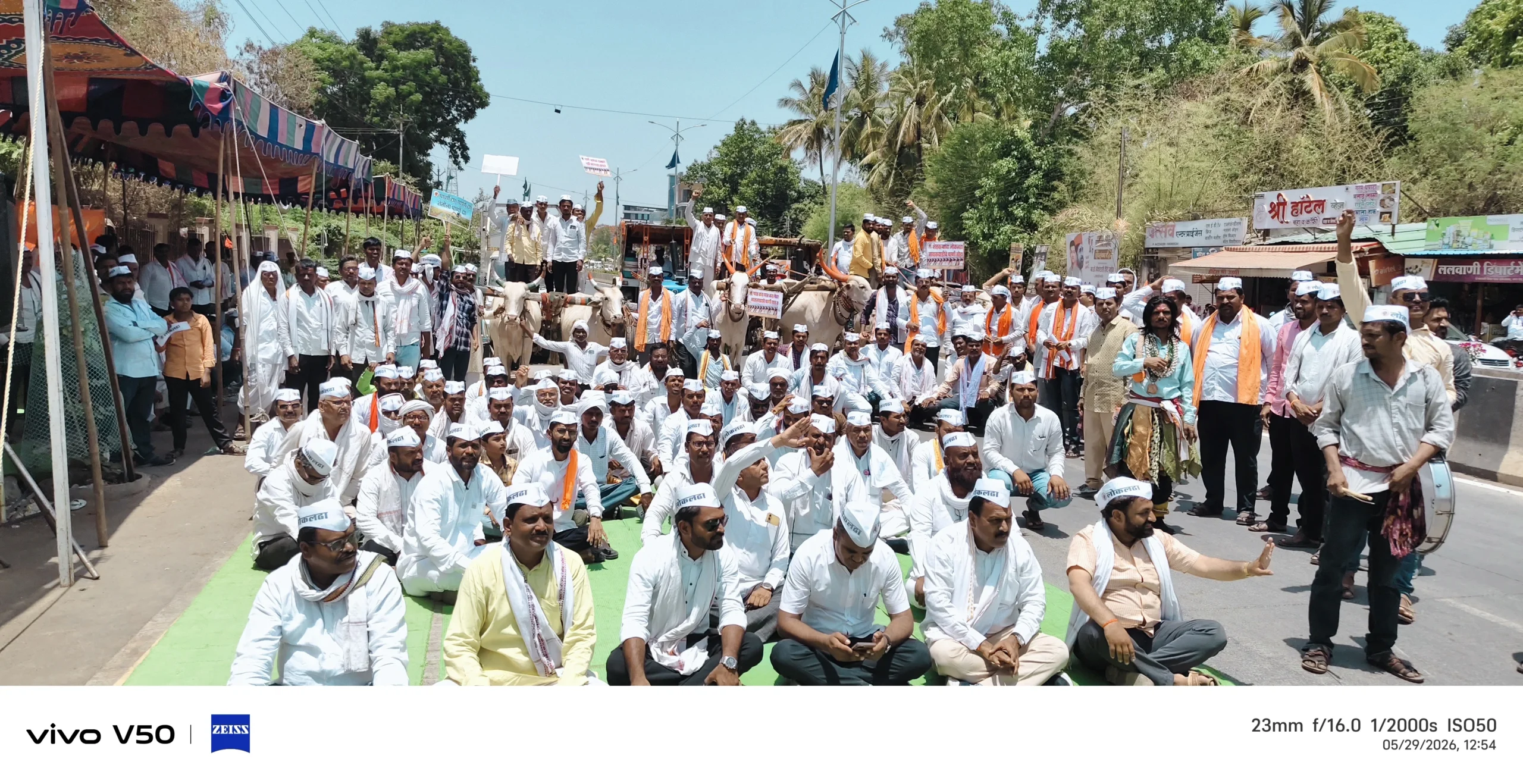 जिल्हाधिकारी कार्यालयावर धडकला विराट बैलगाडी मोर्चा